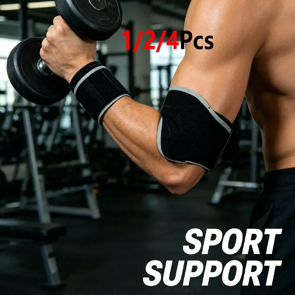 1/2/4Pcs Adjustable Elbow Support Brace, Forearm Strap with Detachable Pad for Tennis Elbow Gym Sports Men Women