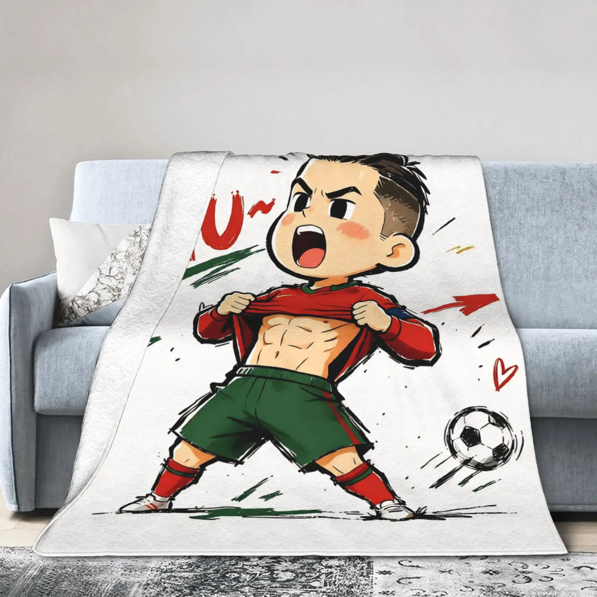 Siu Number 7 Portugal Soccer Blanket Fleece All Season Kawaii  Multifunction Super Warm Throw Blanket for Sofa Outdoor Quilt