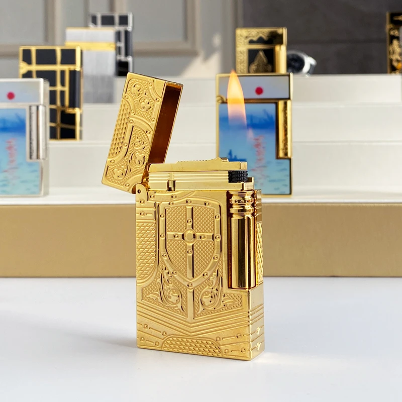 New commemorative edition single and double flame luxury lighter Ping Sound natural paint cigarette smoking butane lighter 12112