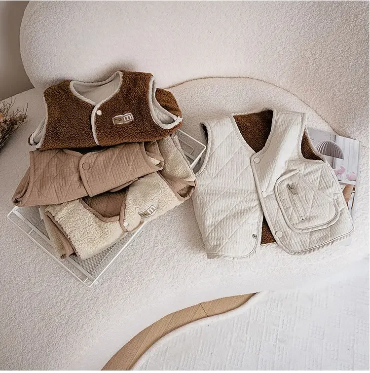 Neue Herbst-Winter-Fleece-Strickjacke Weste für Jungen Mädchen Baby Warme Weste Leichte Kinder Ärmellose Jacke Lässige Innenweste für Kinder – Detail 14