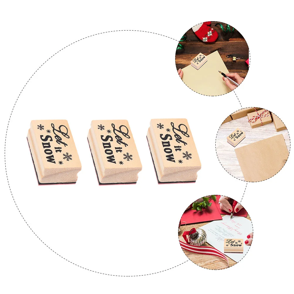 3 uds sellos de madera de Navidad sellos decorativos para álbum de recortes DIY sello para álbum de recortes de Navidad sello de madera sello DIY