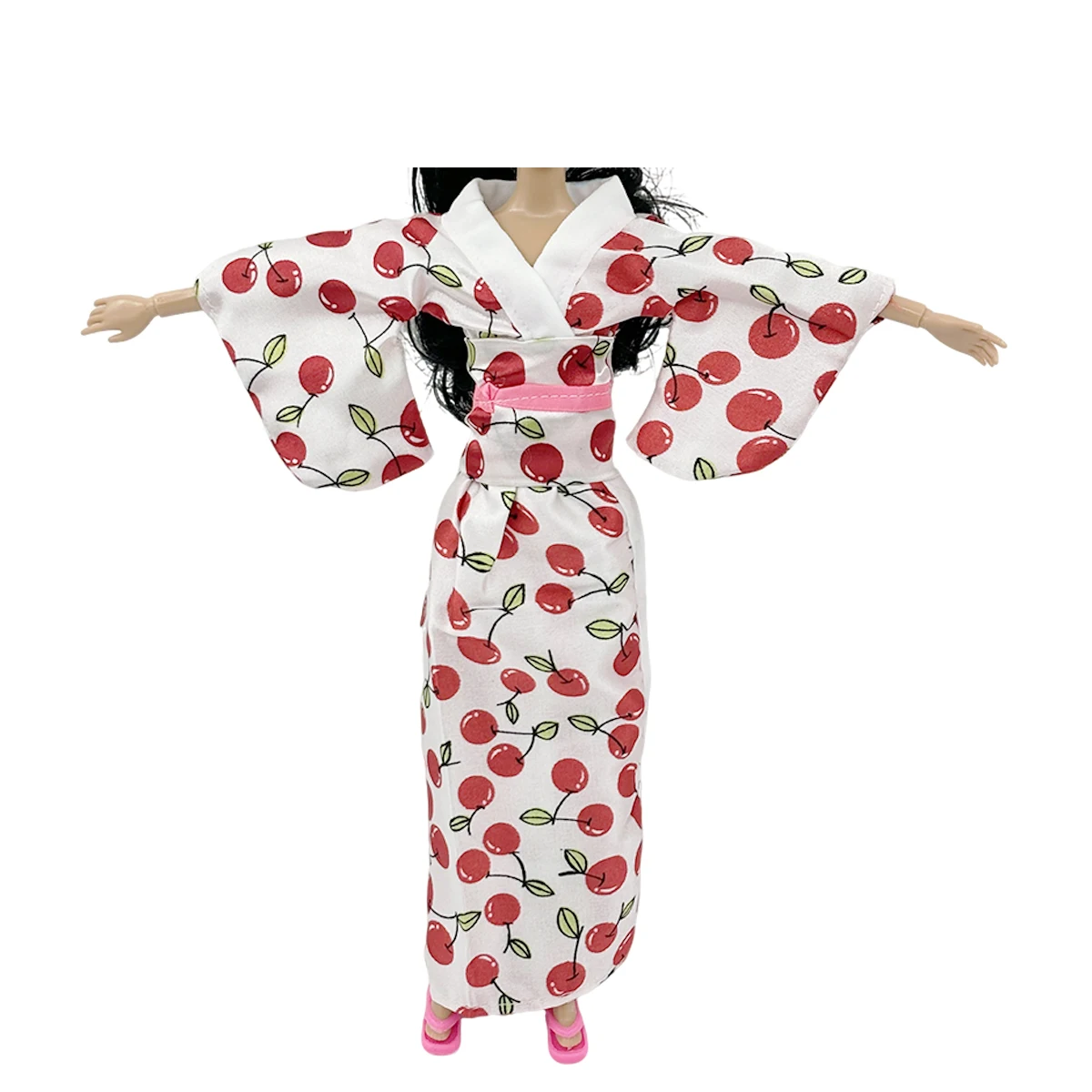 Ropa y accesorios para muñecas de 11,5 pulgadas/30cm, Kimono elegante con estampado de cereza, juego de muñecas de vestir a la moda, juego de simulación DIY