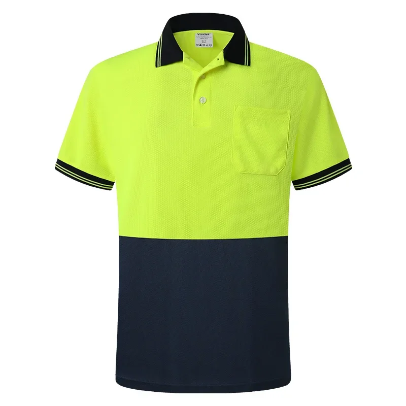여름 대비 색 작업 폴로 티 셔츠 남성용 반팔 티셔츠 빠른 건조 투톤 작업복 티셔츠 탑 의류