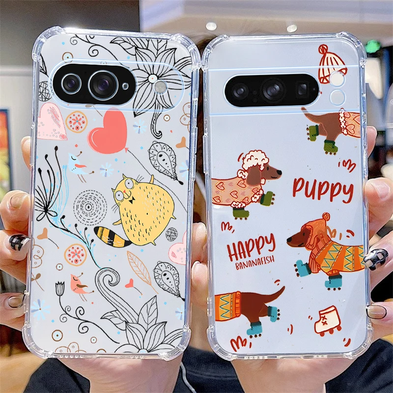 P ixel 8 Pro Happy Animal Transparent Phone Case For Google Pixel 9 6A 8 7 9ProXL 7A 6 7Pro 9Pro 8A 6Pro 8Pro Cover image 2