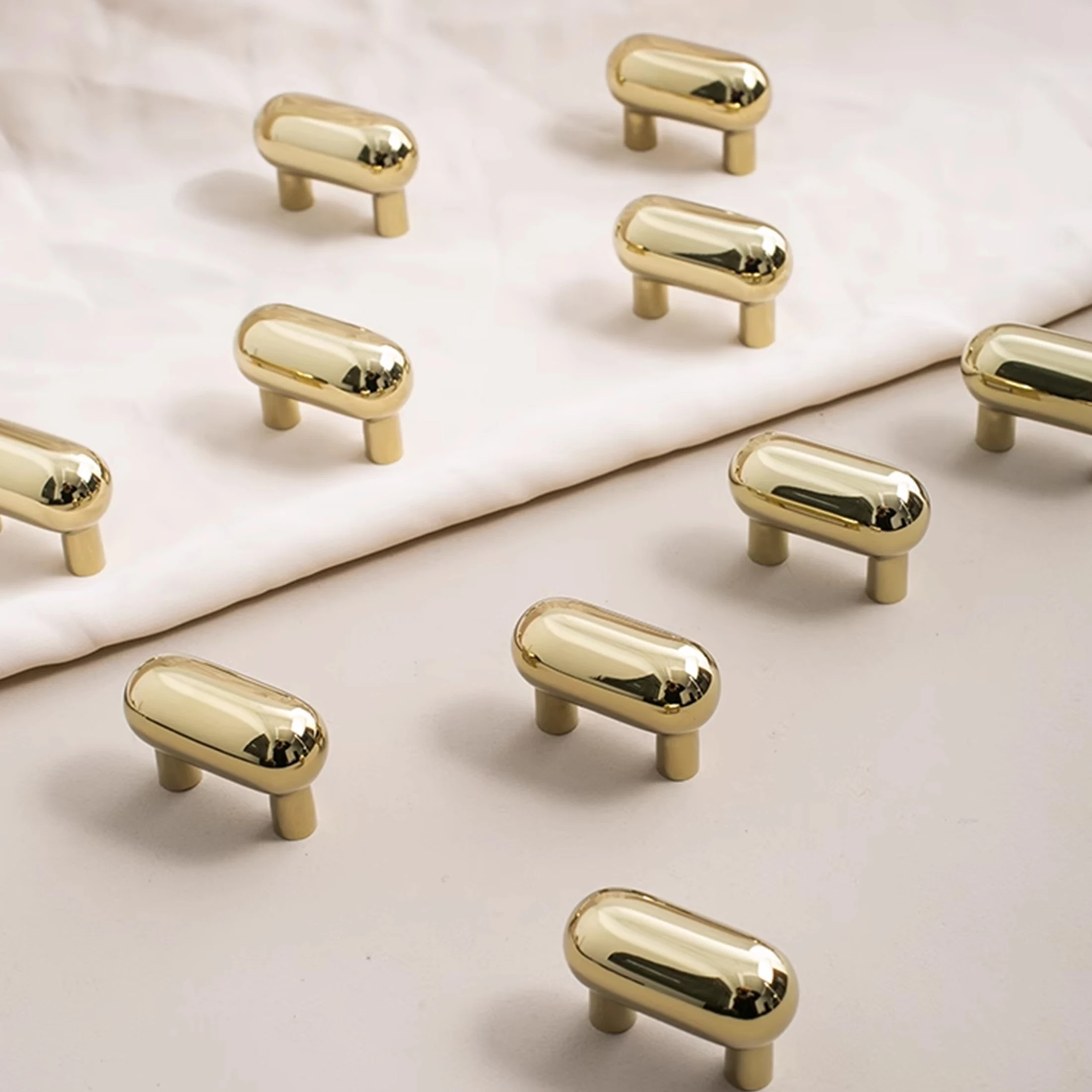 Bright Gold Brass Handles for Cabinets and Drawers 25mm Hole Shoes Cabinet Pulls Cupboard Door Knobs Luxury Furniture Hardware