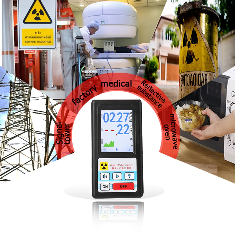 Rilevatore di radiazioni nucleari schermo di visualizzazione a colori contatore Geiger rilevatore di marmo dosimetro personale Tester a raggi X Beta