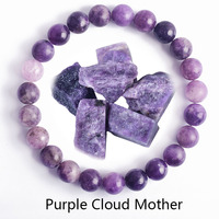 Natural Stone Bracelet 6 8 10mm Bead Purple Cloud Mother Stone Jewelry Man Women Stretch Bracelet Round Agate Wristband Bangle