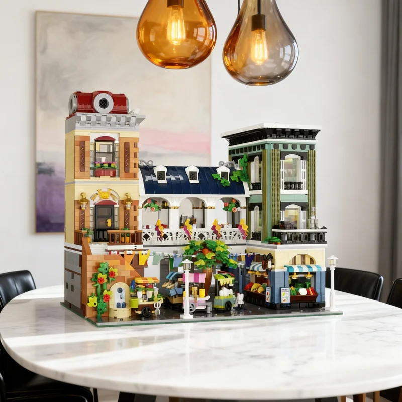 

4843 детали MOC: Модульная модель фермерского рынка, строительные блоки, подарок для самостоятельной сборки, креативный коллекционный декор, премиум-класс для взрослых