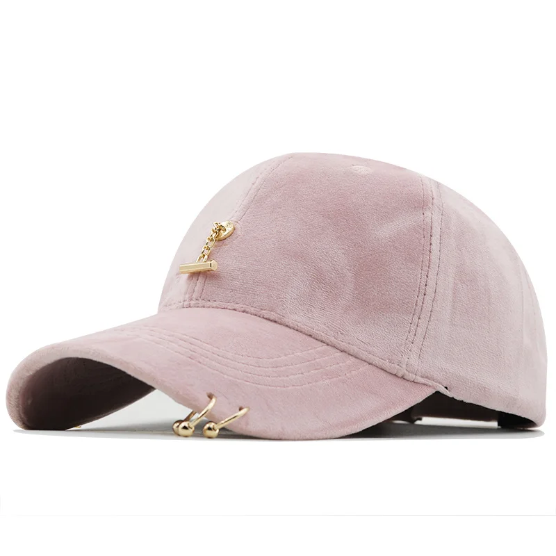 Fashion Brand Girl Snapback Baseball Cap Women Gorra Street Hip Hop Suede for Ladies Black pink ring Baseball Hats