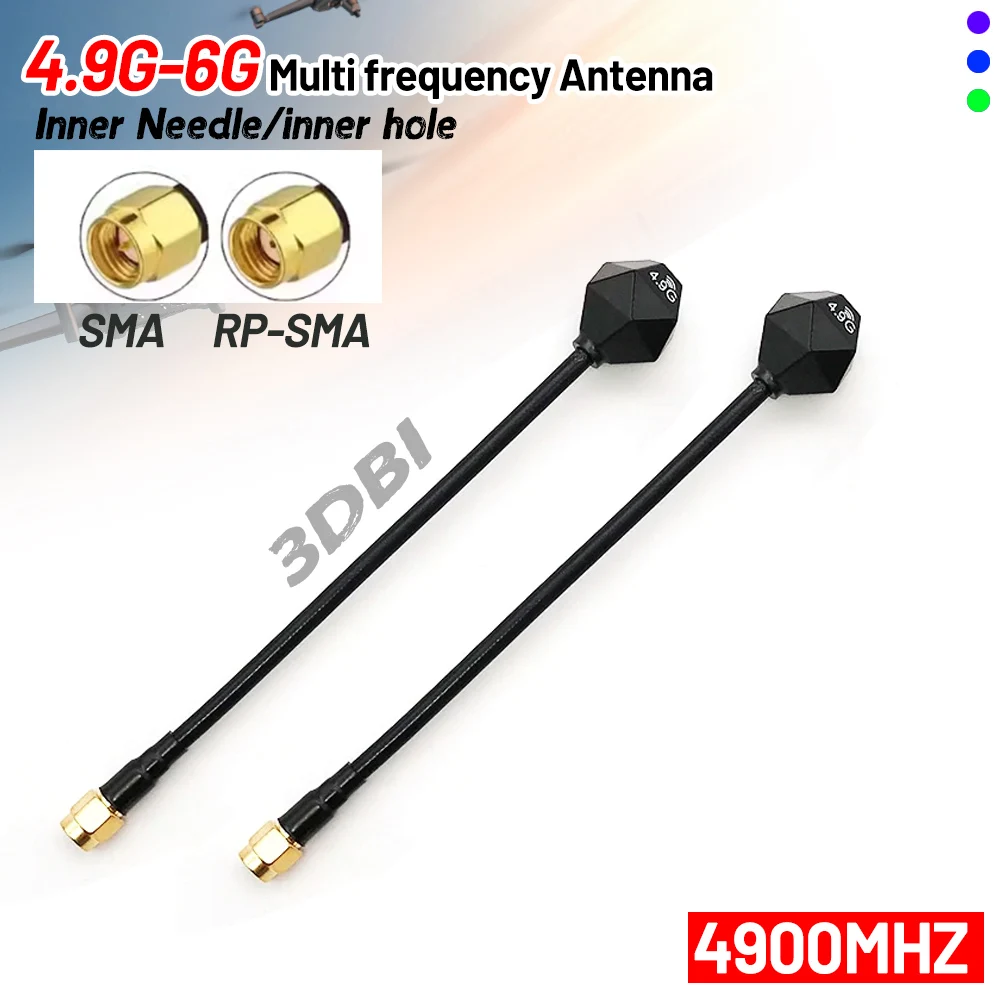 4.9G-6GHZ FPV Antenna RHCP SMA RPSMA 3dBi Gain Omnidirectional 4900MHZ 15CM for Model drone FPV Long Range image Transmission