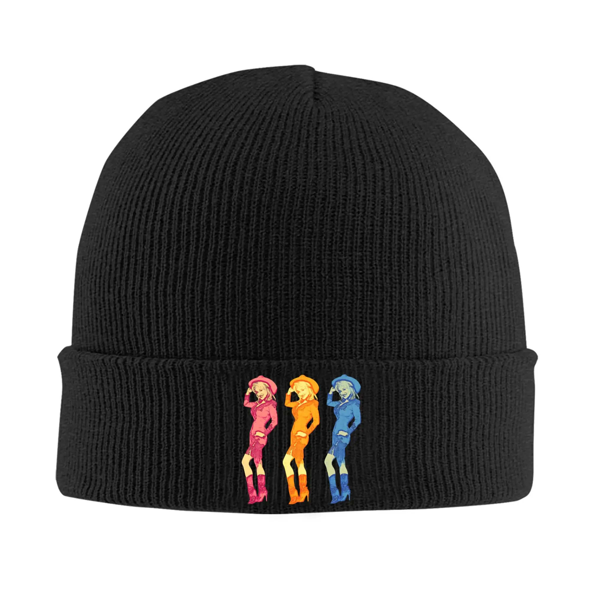 Three Colors Dolly Parton Knitted Hat Women's Men's Beanie Winter Hat Acrylic  Hip Hop Melon Cap