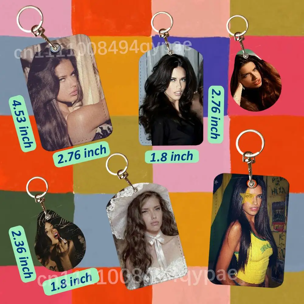 Fashion A-Adriana Lima Model 1PCS Leather Card Holder Keychain Door Lock Access Tags ID Card Case Access Card Bag Key Tag Ring