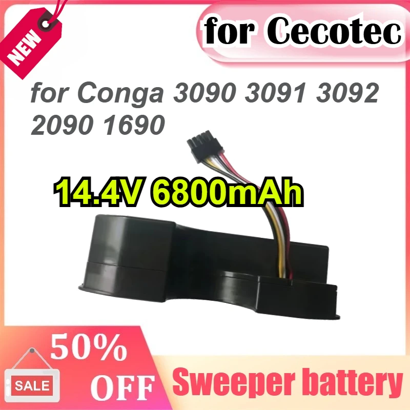 New Vacuum Cleaner Battery 14.4V 6800mAh for Cecotec Conga 3090 3091 3092 2090 1690 Rechargeable Battery
