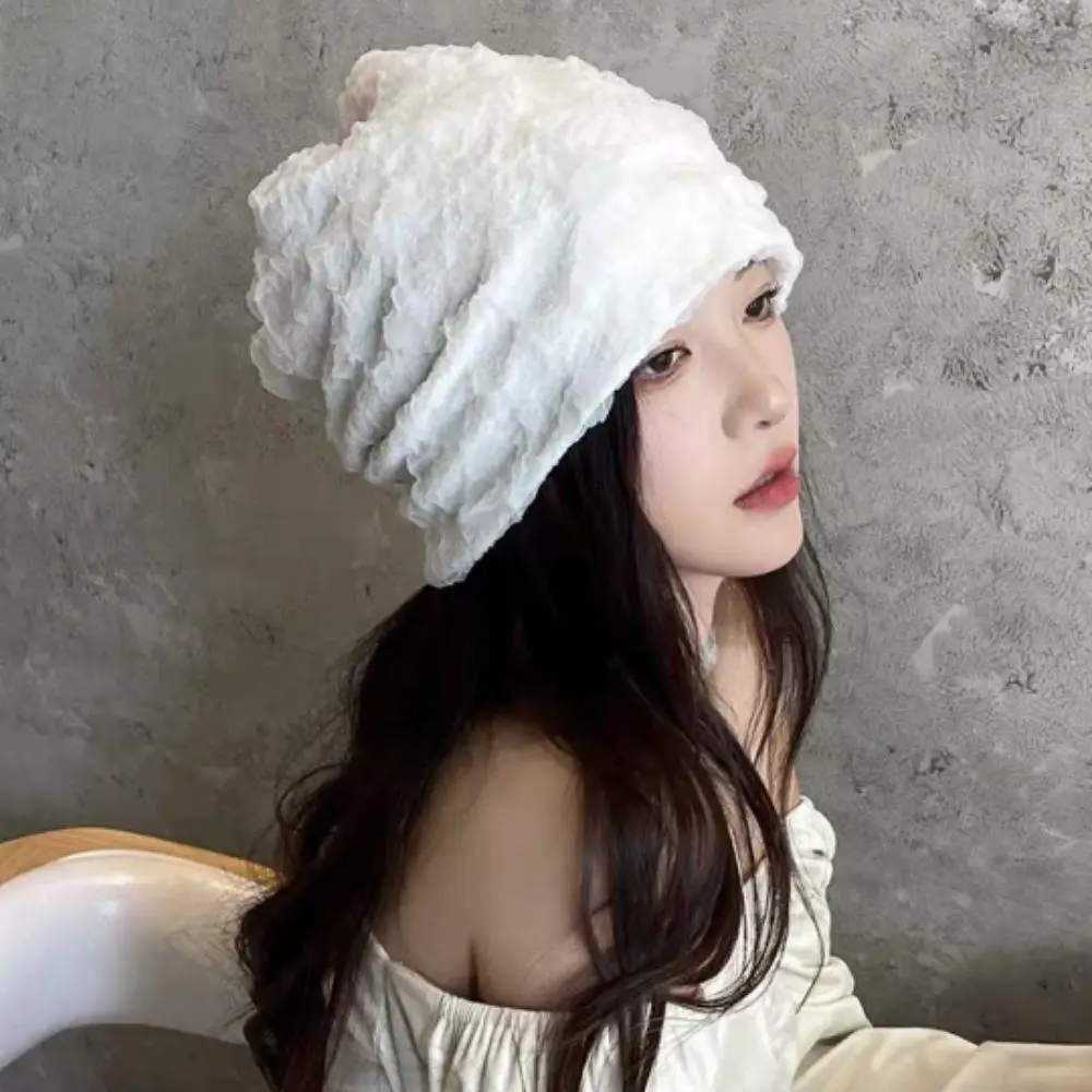 

Spicy Girl Plaid Beanie Oversized Winter Hat Ski Slouchy Cap Skullies Cap Women Wrinkled Thin Bonnet Cap Autumn Winter Warm Caps