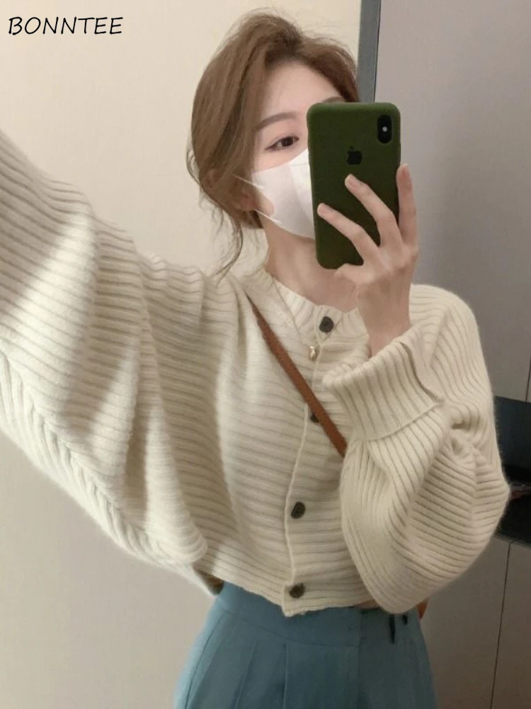 

Cardigans Women Simple Warm Leisure Tender Loose All-match Comfortable Autumn Ulzzang Popular Batwing Sleeve Design Attractive