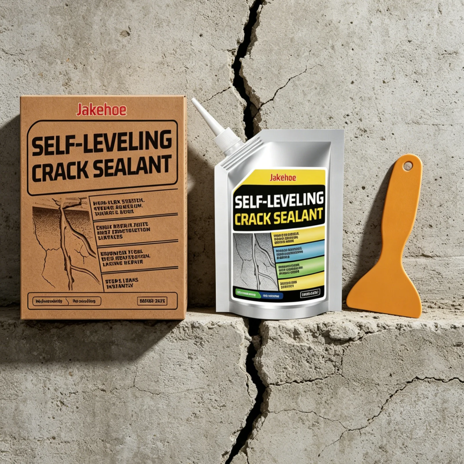 Jakehoe Self Leveling Crack Sealant Waterproof Fast Drying Long Lasting Protection Strong Adhesion Easy Use Crack Repair Sealant
