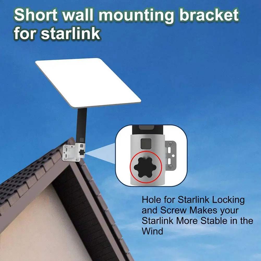 

Short Wall Mounting Bracket For Starlink 1/2 Stainless Steel Metal Bracket Stable Double Windproof Design Dustproof Holder