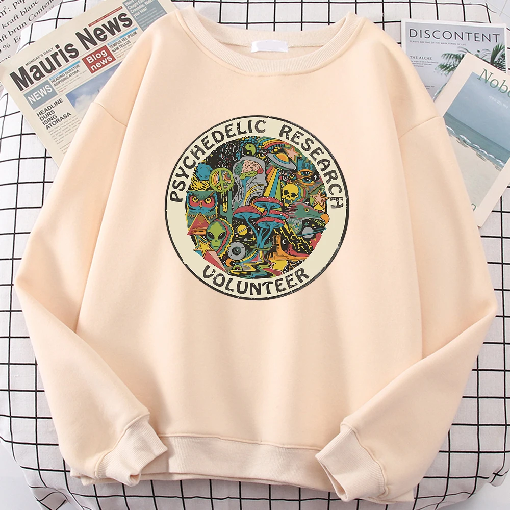 Psychedelic Research Volunteer Colourful Retro Print Man Hoody Vintage Fashion Long Sleeves Comfortable Clothing Men Sweatshirts