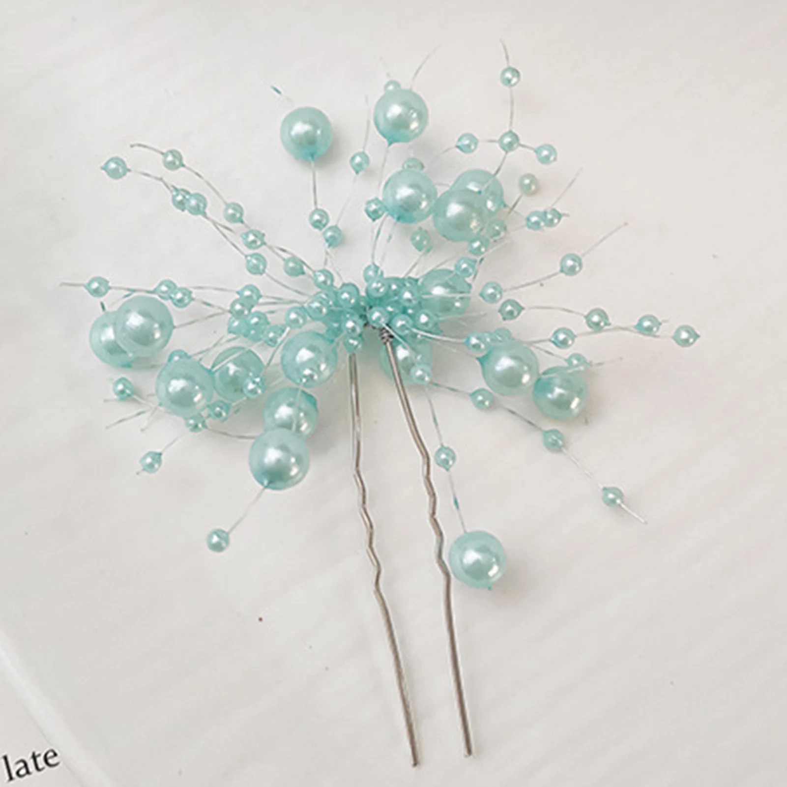 اليدوية U على شكل الشعر العصي الشوك لامعة خرز كريستالي دبابيس الشعر أنيقة الصلبة اللون الخرز دبابيس الشعر العروس الزفاف الشعر مجوهرات #3