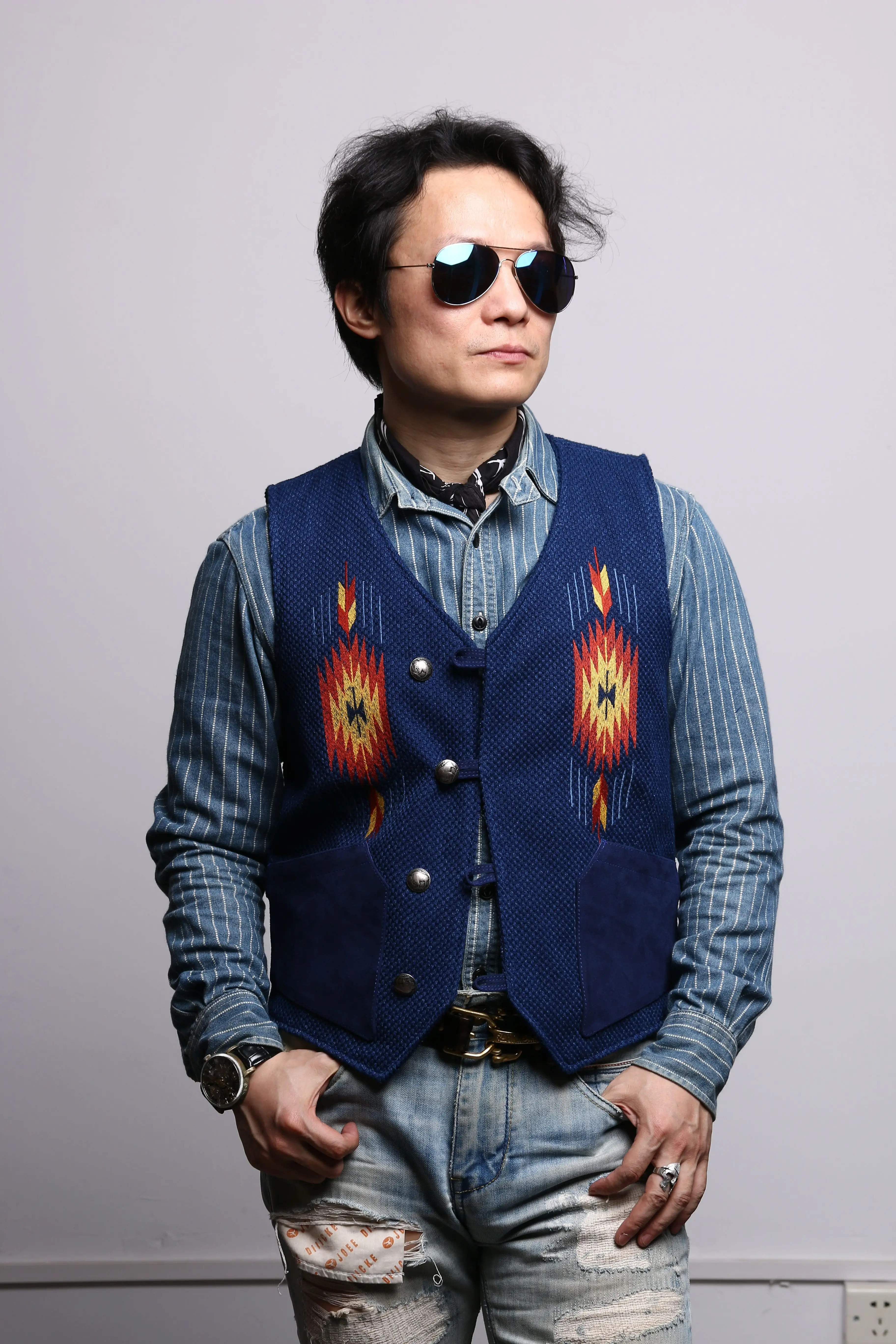 CDJ-137 Cidu Asian Size Super Quality Goat Skin Waistcoat Wool & Leather Stylish Durable Navajo Vest