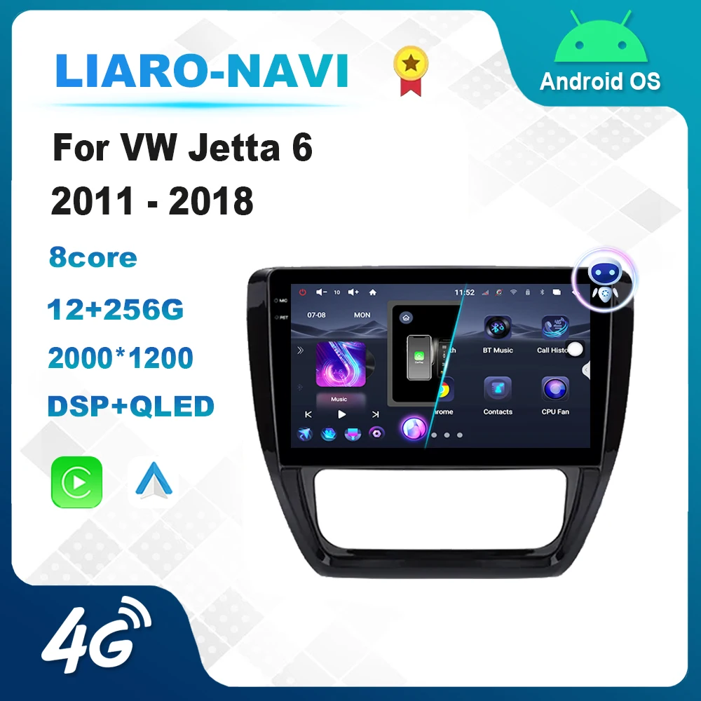 

Для VW Volkswagen Jetta 6 2011-2018 Android Auto Автомобильный видео Мультимедийный плеер 4G WiFi Bluetooth GPS Навигация HD Сенсорный экран