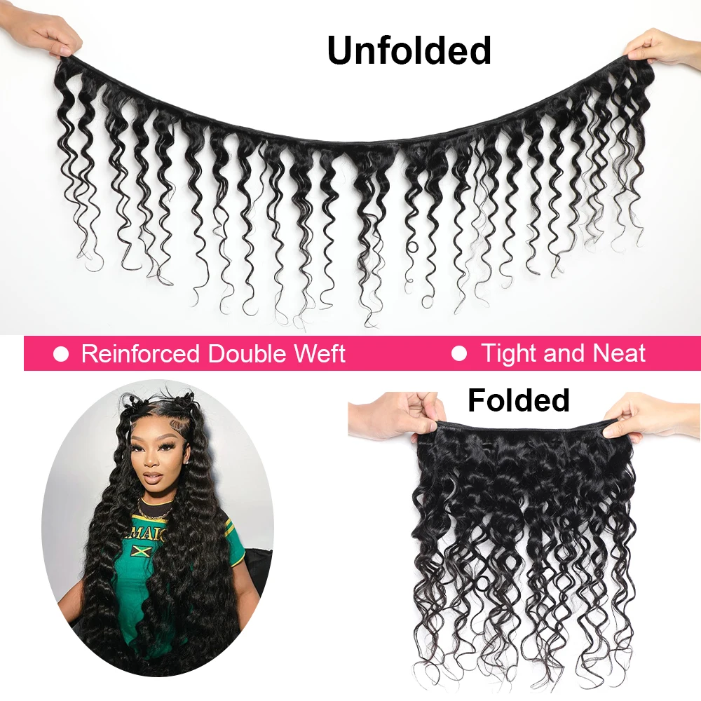 Megeen-ブラジルのヘアエクステンション,100% 人毛,波状,1束,3束,4束,二重横糸,織り,12〜32インチ