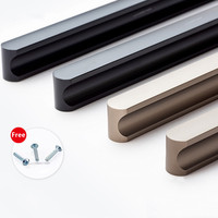 Modern American Cabinet Kitchen Door Knob Long Handles Champagne Black Aluminum Alloy Wardrobe Pulls Handles for Furniture