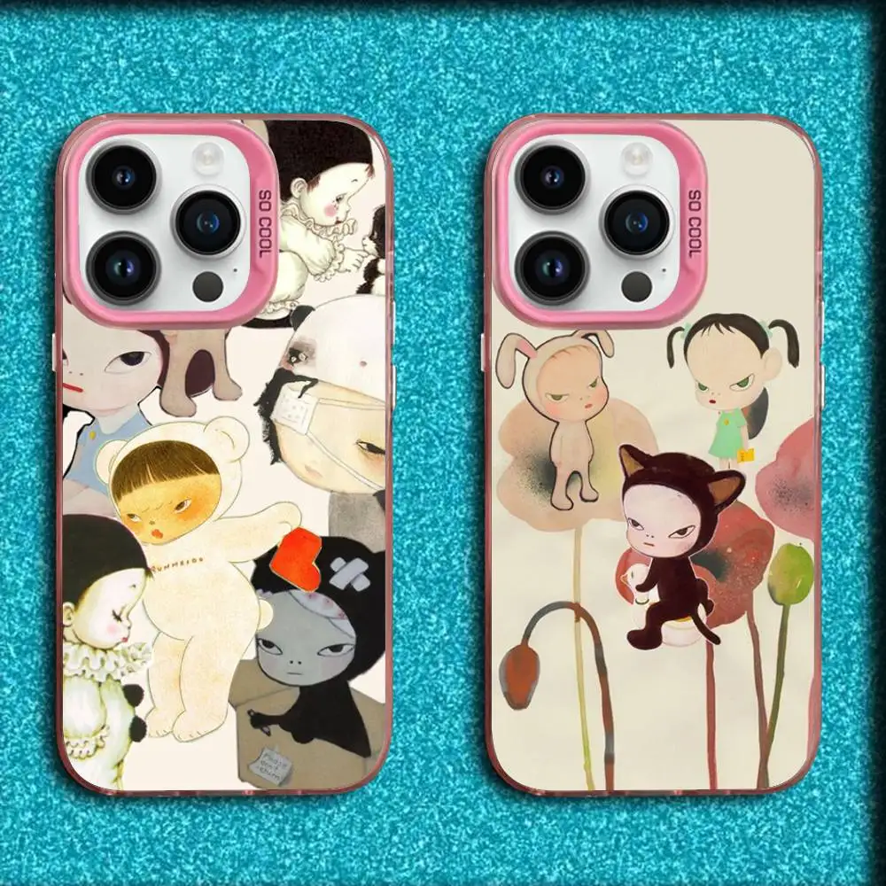 

Y-Yoshitomo N-Nara Art Phone Case For iPhone 16,15,14,13,12,11,Mini,Pro,E,SE4,MAX Pink Candy Matte Shockproof Cover