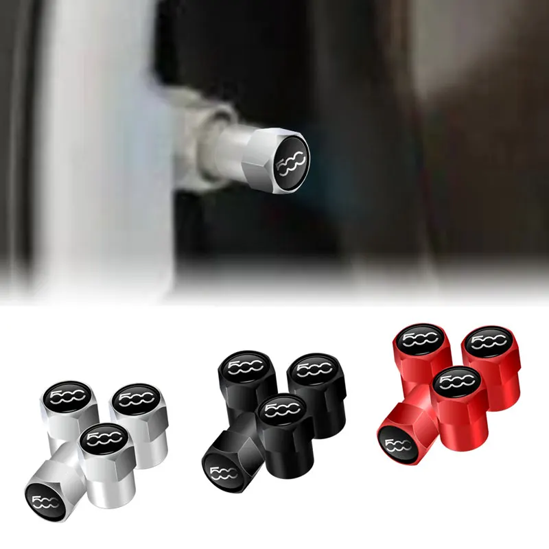 Car Decor For Fiat 500 500X Abarth Scorpion Grande Punto Metal Car Tire Valve Stem Caps Tire Wheel Stem Air Valve Caps 4pcs