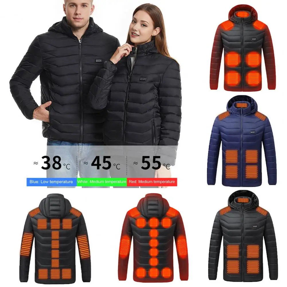 USB Charging Heated Jacket Men Women Thermal Coat with Three-Level Temperature Control Windproof Outwear