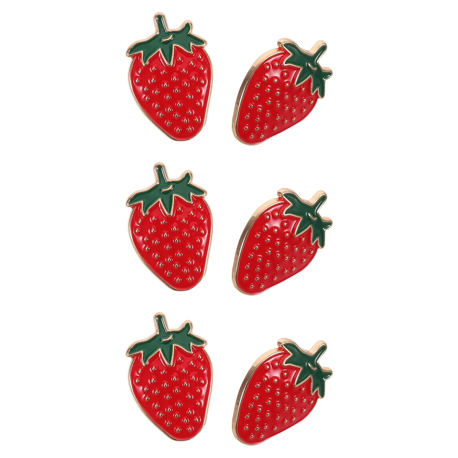 6Pcs Strawberry Lapel Pins Red Enamel Fruit Brooch Set Cute Small Badges for Girls Women School Backpack Hat Scarf