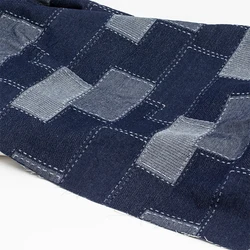 Jacquard Denim Fabric Splice Grid Washing Trouser Spring Autumn Clothing Wholesale Cloth for Sewing Diy