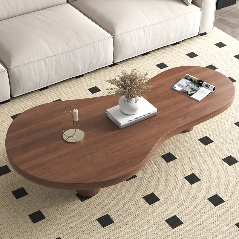 

！@Quiet Modern Solid Pine Wood Eco-Friendly Durable Coffee Table Creative Arc Design Home Furniture Living Room