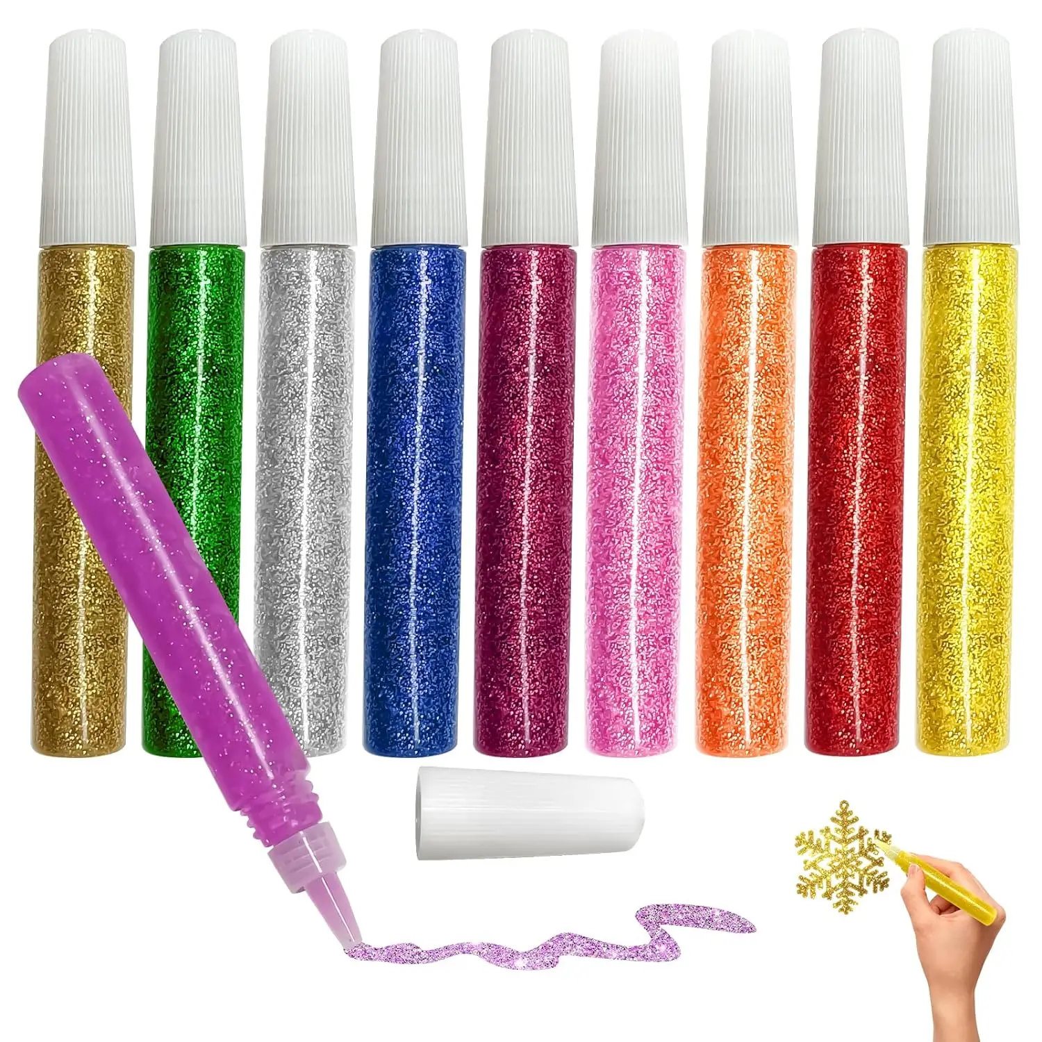 Non-Toxic Washable Glitter Glue Stick Set DIY Arts Crafts Glitter Pens Glitter Glue Gel Pens Art Grad Caps Decorating Supplies