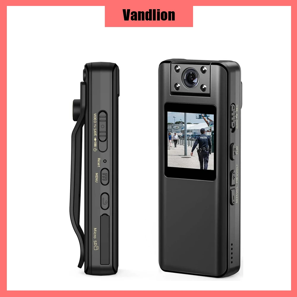 Vandlion A22 Digital Mini Body Camera Full HD 1080P Night Vision 2200mAh Long Battery Life Mounted Camera for Meeting Travel