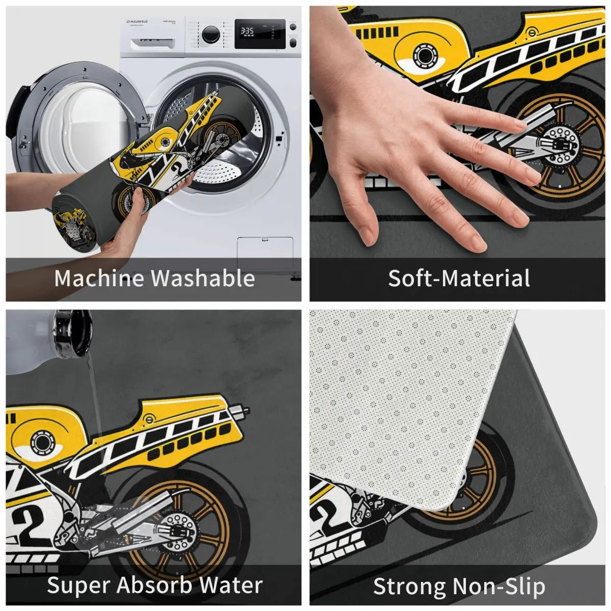 Motorcycle Cartoon Bath Non-Slip Carpet YZR500 Kenny Roberts Race Bedroom Mat Entrance Door Doormat Home Decoration Rug