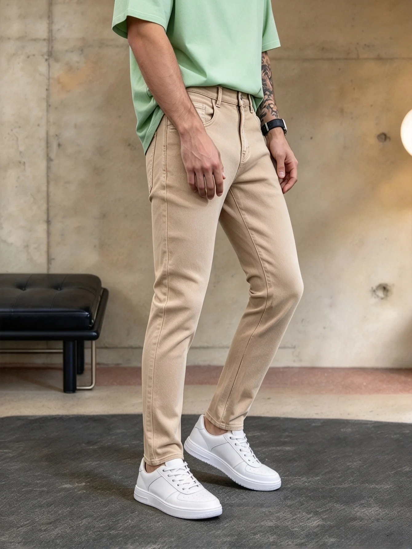 Men's Slim Khaki Denim Jeans Retro Y2K Trendy Nostalgic Style Perfect Lover Gift Casual Street Long Pants