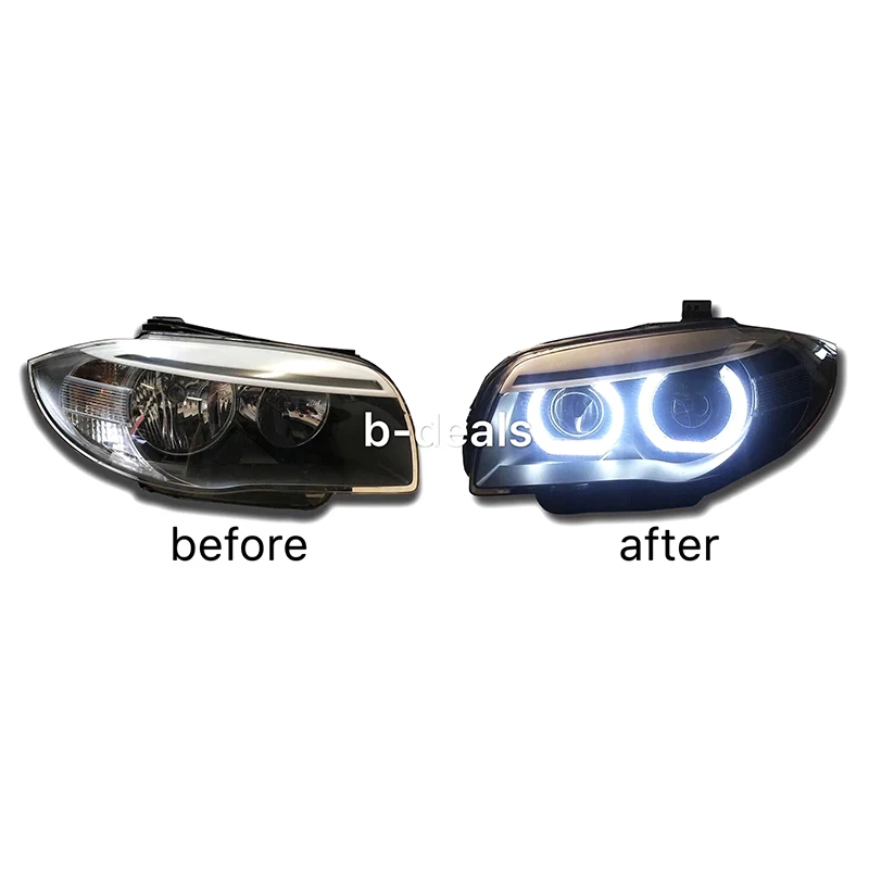 For BMW E46 325i 325xi 330i 330xi with HID headlights 1999-2005 Crystal DTM Style LED Angel Eyes Light White and Yellow Turn