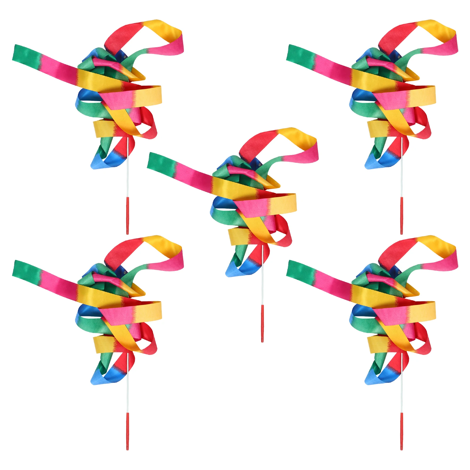 

5pcs Artistic Gymnastics Ribbons Rainbow Dance Wands Lightweight Streamers For Kids Ballet Rhythmic Practice Party Favors