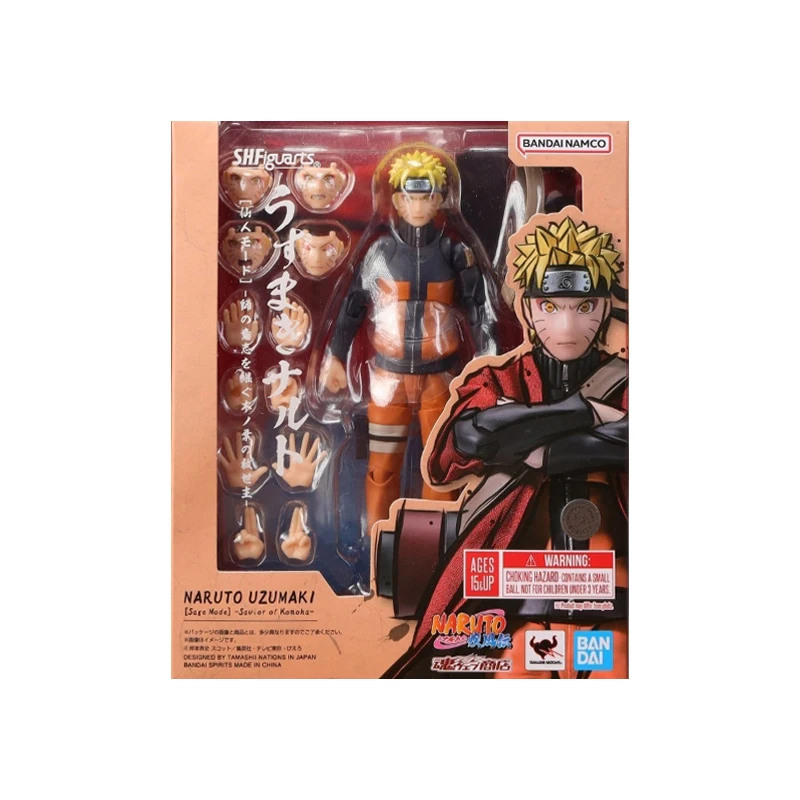 Bandai S.H.Figuarts Naruto Naruto Uzumaki Sage Mode Savior Of Konoha Collection Model Action Figure Original Genuine SHF Toys