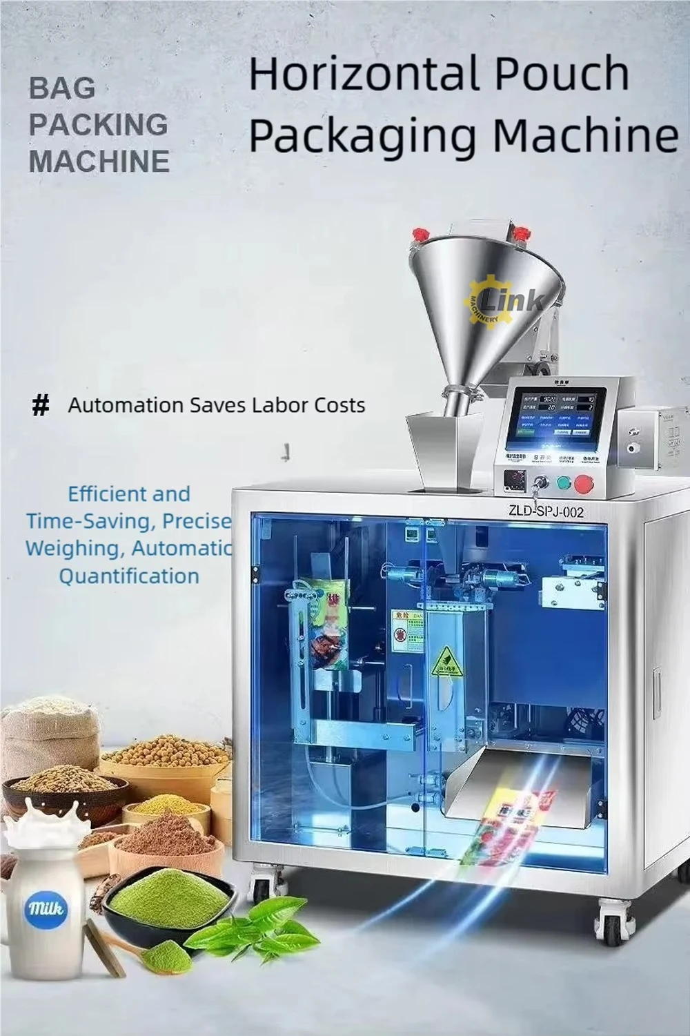 Premade Bag Packaging Machinery Flour Powder Filling Machine LCD Touchscreen Stand up Pouch Machine