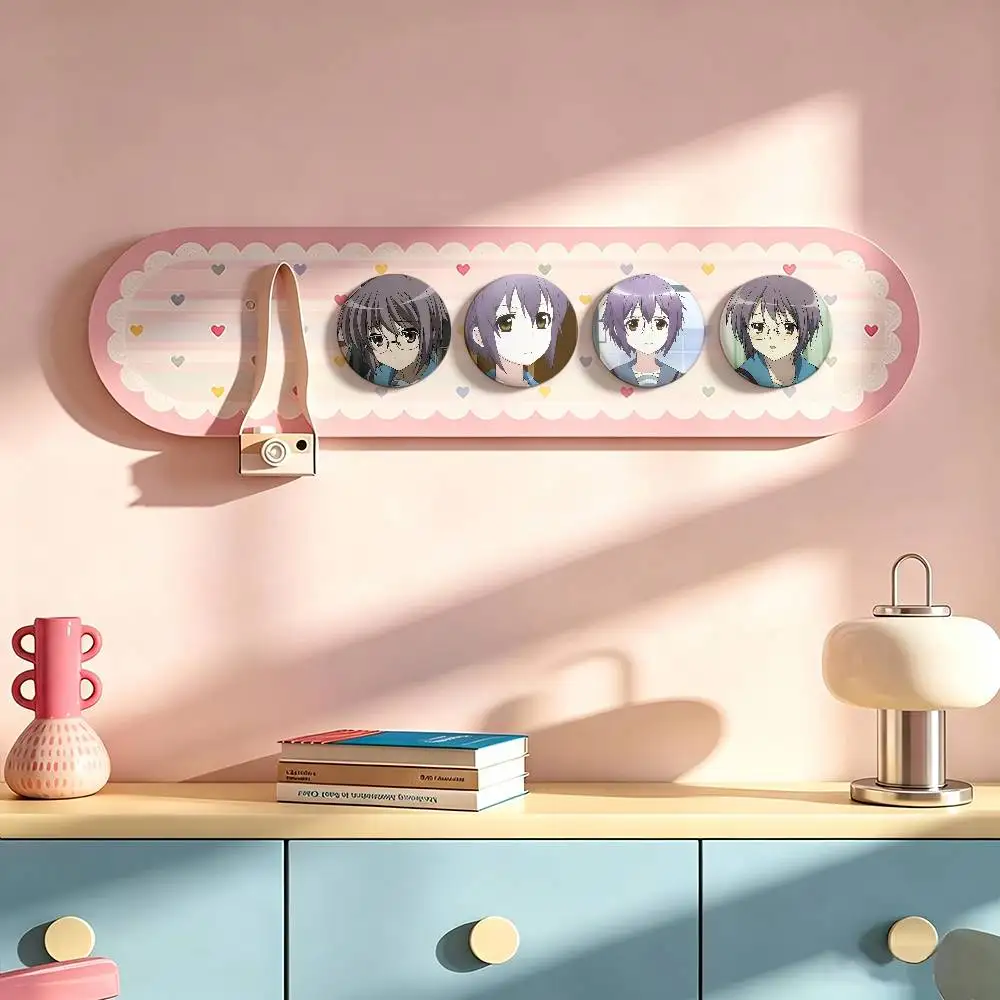 Yuki Nagato Badges Button Round Creative Pin Brooch Badge Bag Decor Accessories Fans Collect Friends Gifts