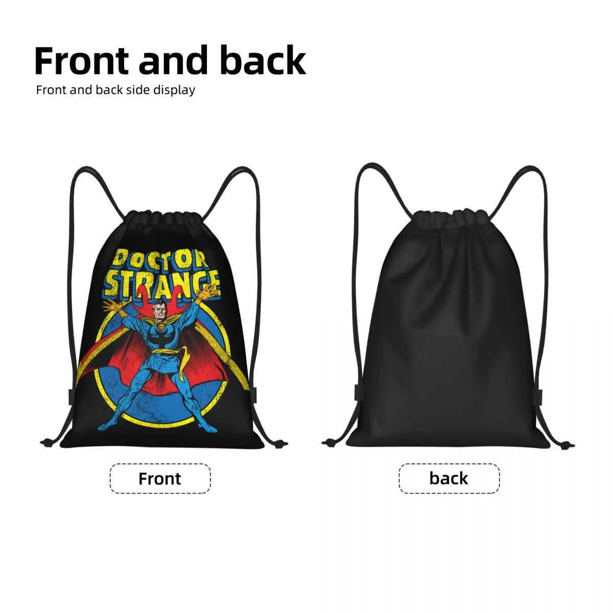 Custom Doctor Strange Cartoon Drawstring Backpack Sports Gym Bag for Women Men Training Sackpack