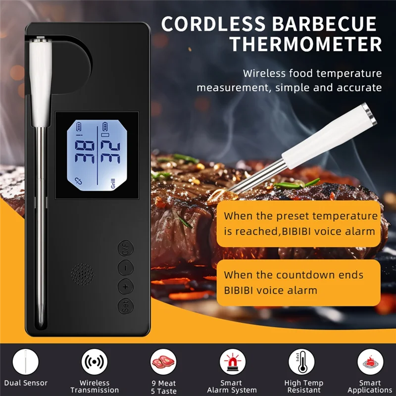 

KYCOR-Wireless Meat Thermometer Smart Digital Bluetooth Barbecue Thermometer APP Mobile Control Food Temperature Tester