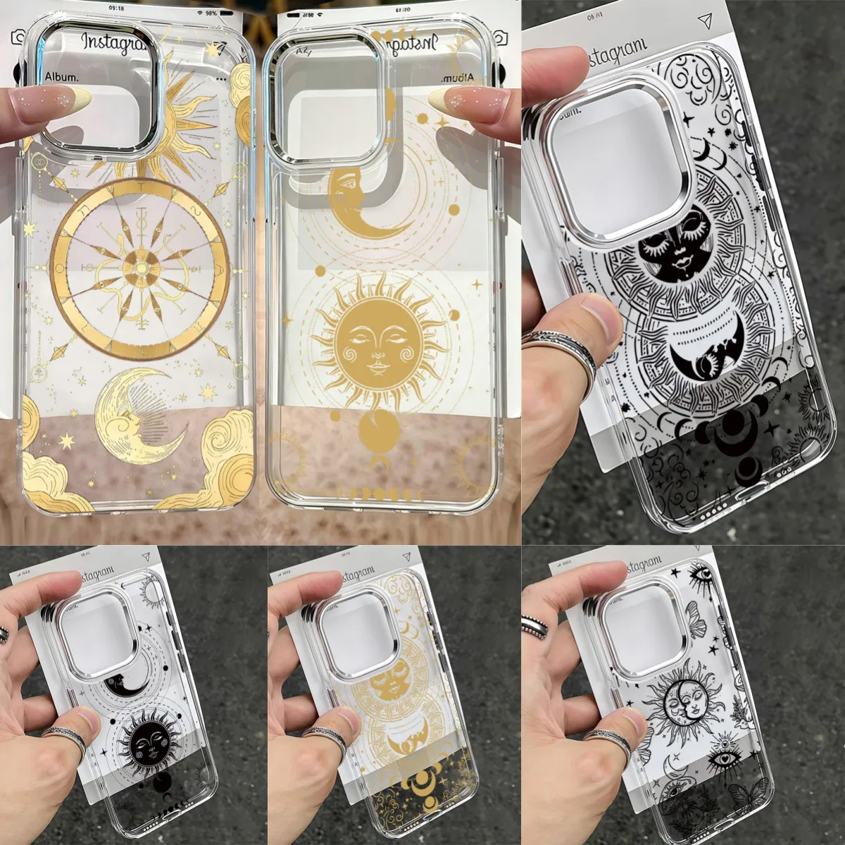 NEW Luxury Retro Moon Sun God Phone Case for Samsung Galaxy S26 S25 S24 S23 Note20 FE Ultra Edge Plus 5G Transparent Soft Cover
