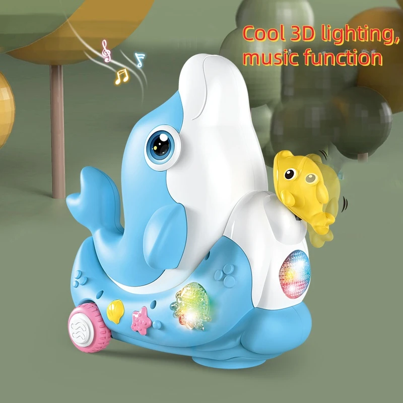دولفين كهربائي ثلاثي الأبعاد خفيف بارد للأطفال ، وظيفة كرة نفخ الارتفاع ، توجيه تلقائي للتصادم ، هدية عيد ميلاد للأولاد والبنات