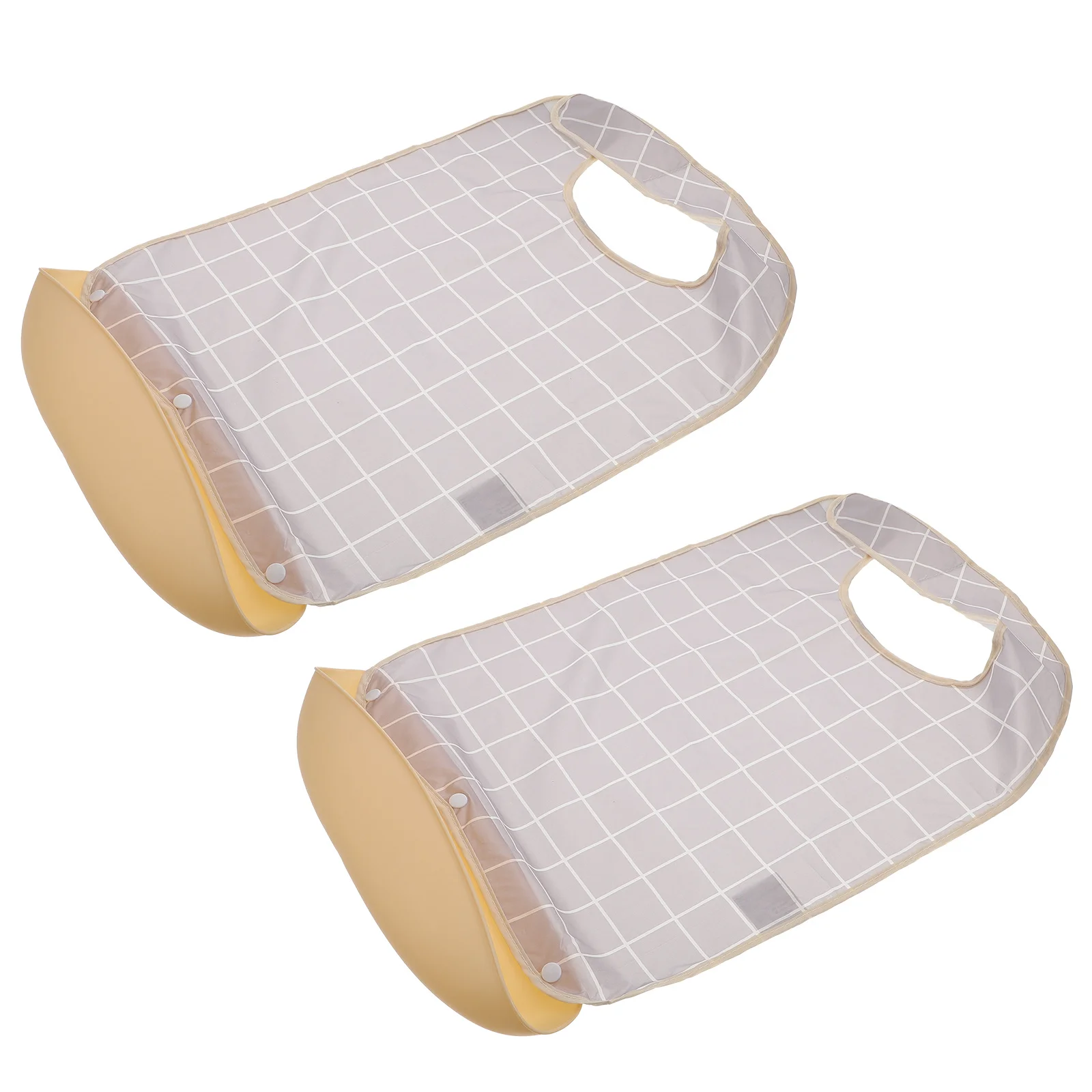 

2pcs Waterproof Silicone Adult Bib Reusable Adjustable Large Coverage Drool Pinafore For Elderly Mealtime Feeding Washable