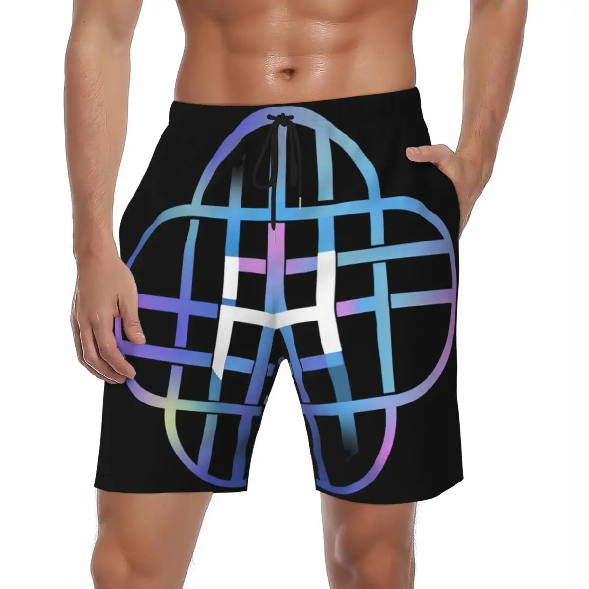 

Huntrix Demon Hunters анимационные шорты с логотипом, летние пляжные шорты для бега, мужские дышащие пляжные плавки больших размеров