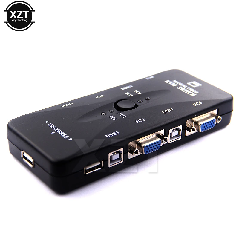 

4 Ports USB2.0 KVM Switch Selector VGA Print Auto Switch Moniter Box VGA Splitter KVM Switch