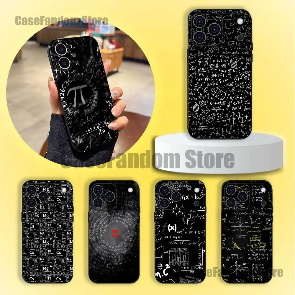

Chemistry Element Math Physics Formula Phone Case For iPhone 17,16,15,14,13,12,11,Pro,Max,Plus Black Soft Cover